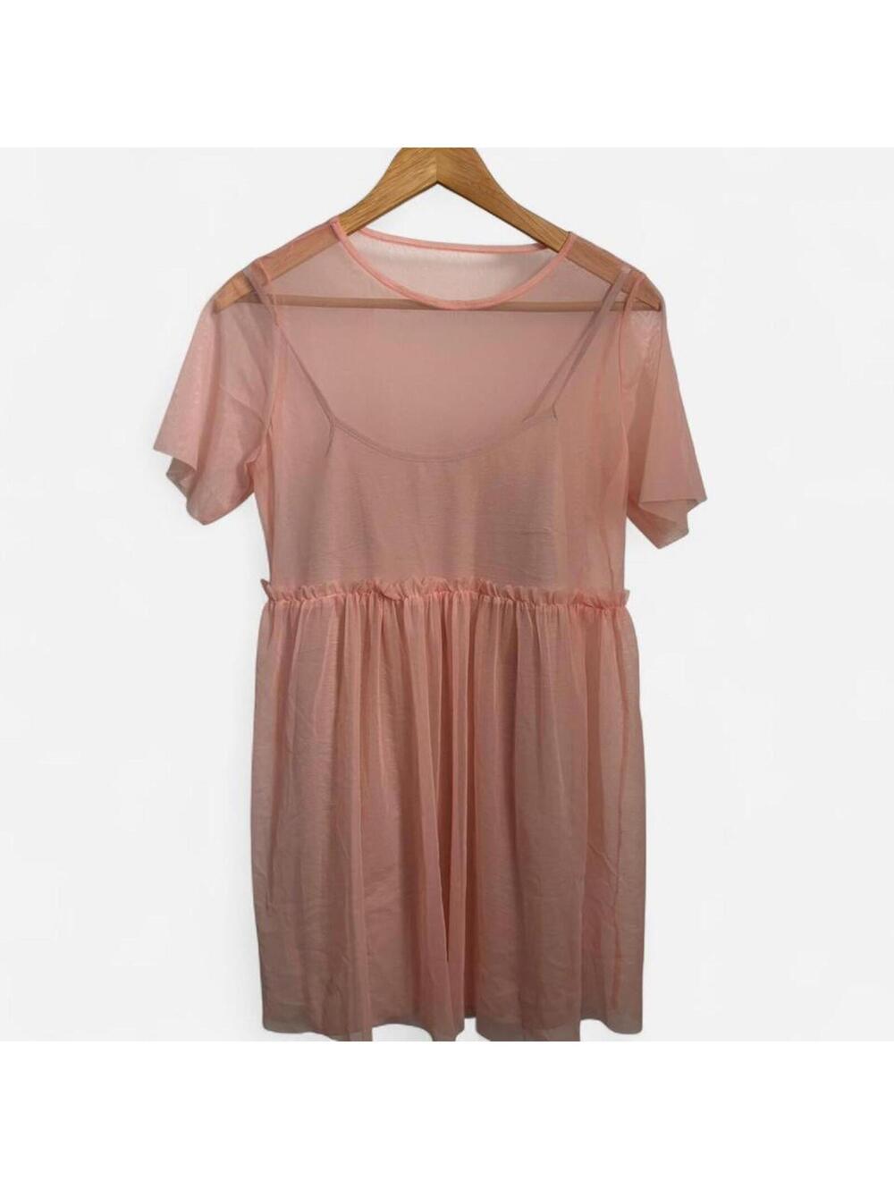 NWoT Pink Sheer Tee Shirt Dress